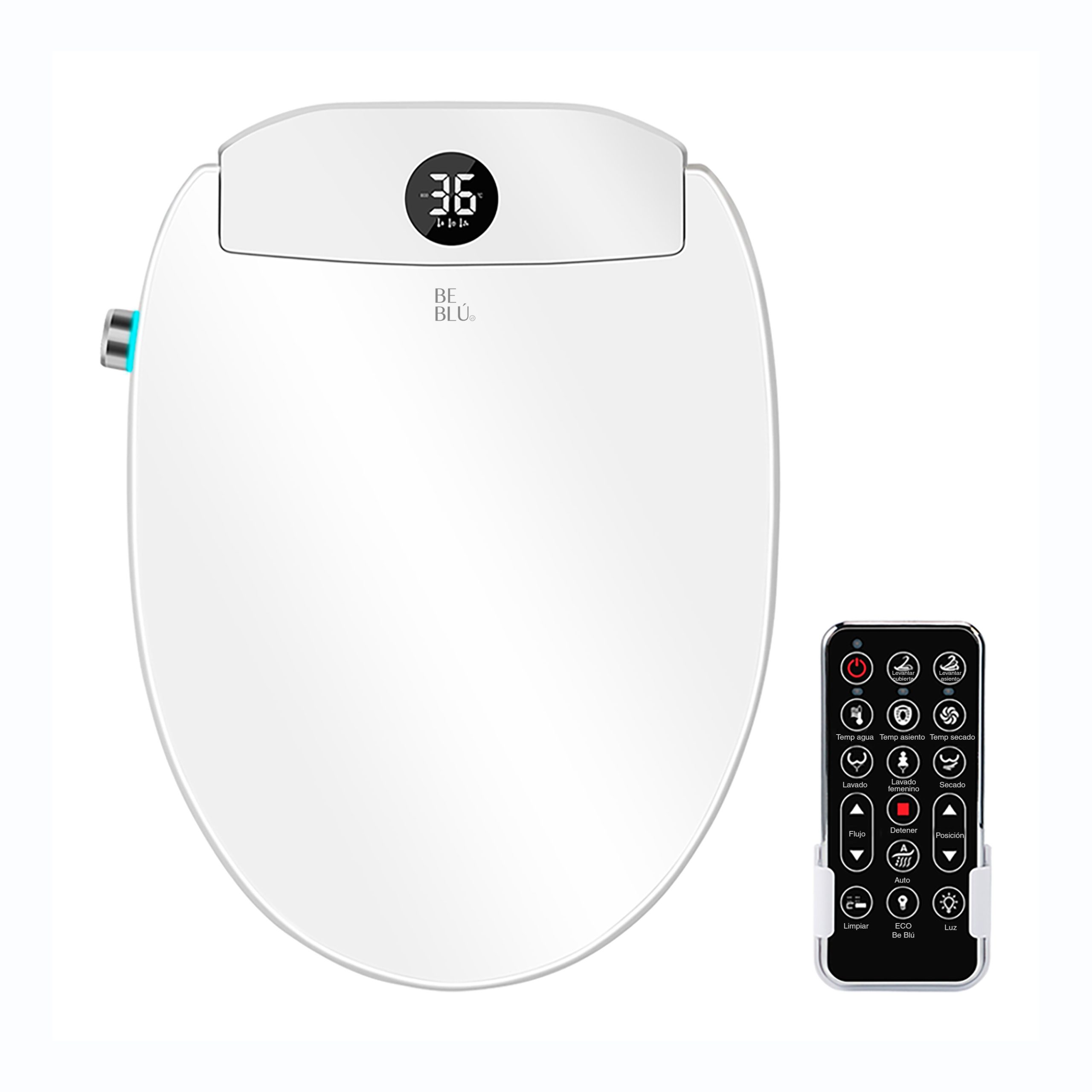 Tapa de Inodoro Inteligente BLU107 con Elevación Automática, Calefacción, Secado y Control Remoto