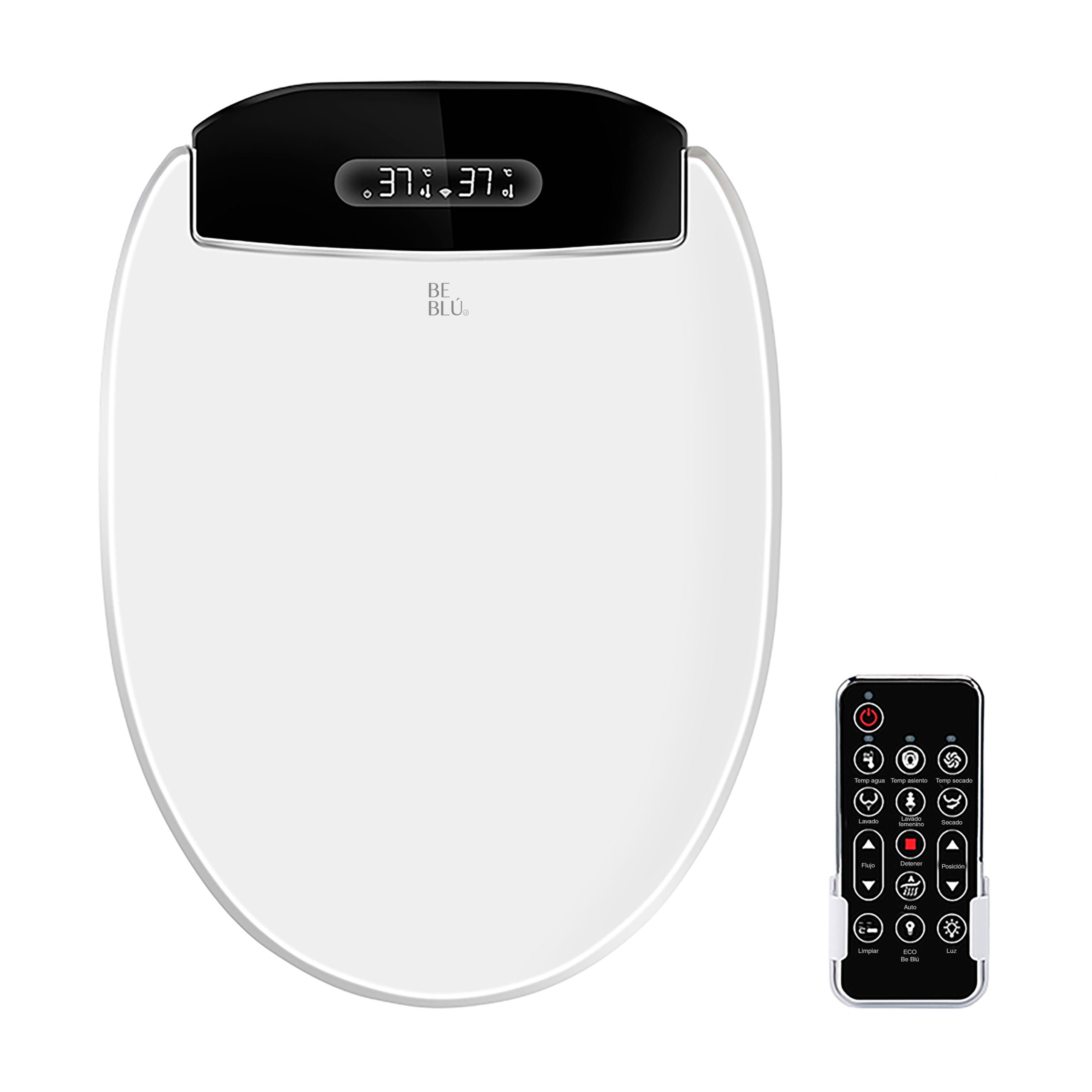 Tapa de Inodoro Inteligente BLU101 v. 2025 Black en Español con Calefacción, Secado, Limpieza Automática y Control Remoto